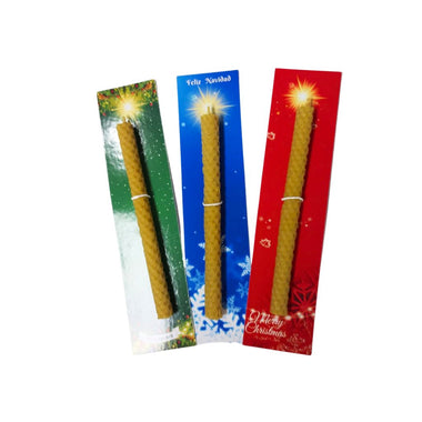 Velas de cera de abeja largas (Etiqueta navideña)
